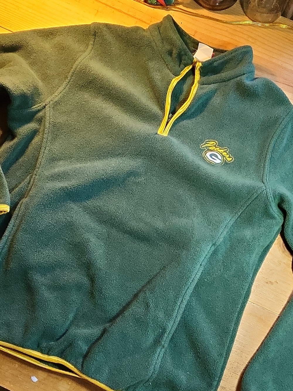NFL Green Bay Packers Women’s L Green/Yellow 1/4 Zip Fleece Sweatshirt Excellent